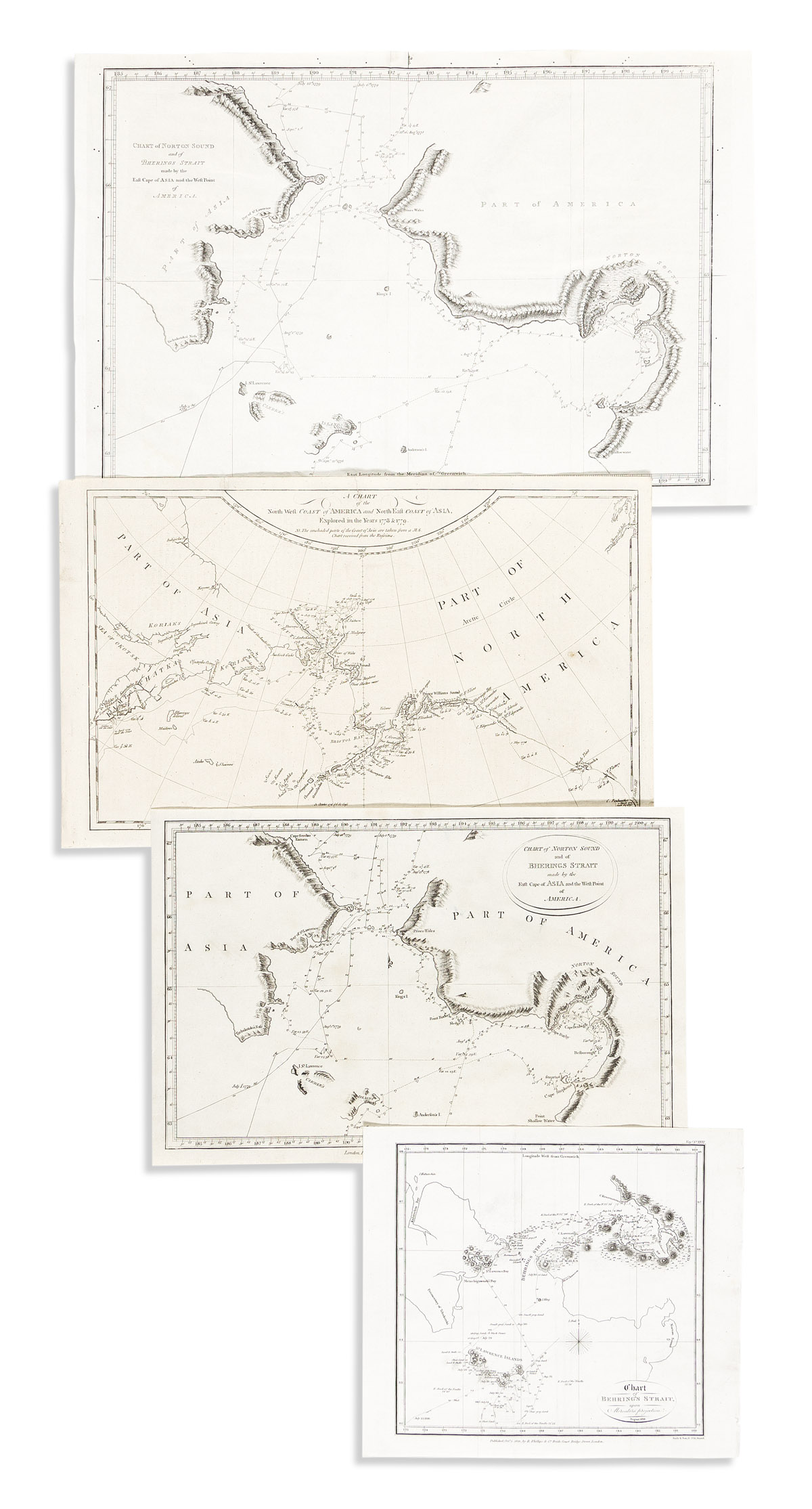 (ALASKA.) Group of 12 eighteenth and nineteenth century engraved maps.